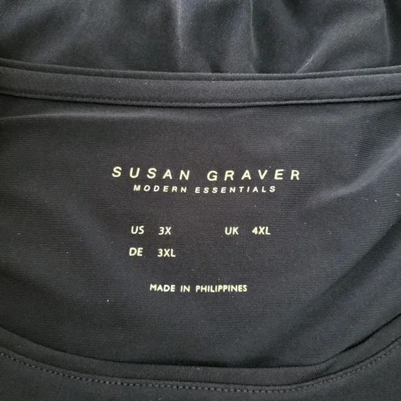 Susan Graver Modern Essentials Navy Liquid Knit A-Line Tunic Top 3X Elbow Sleeve - Picture 4 of 10